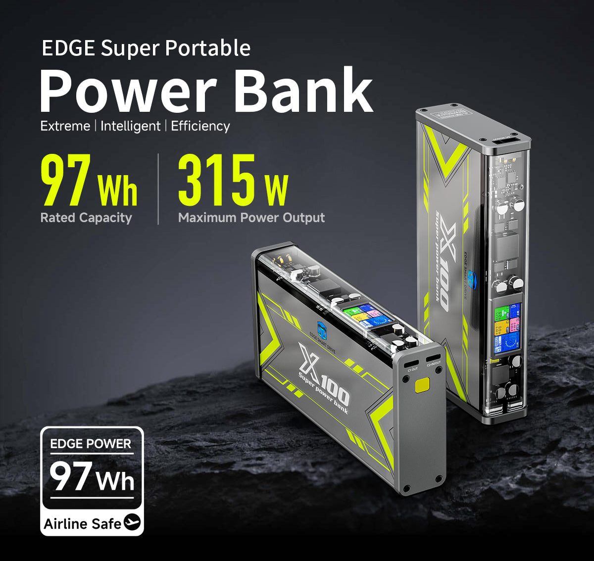 EDGE X100 Power Bank 140W - 97Wh - 19700mAh (27500mAh@3.7V)